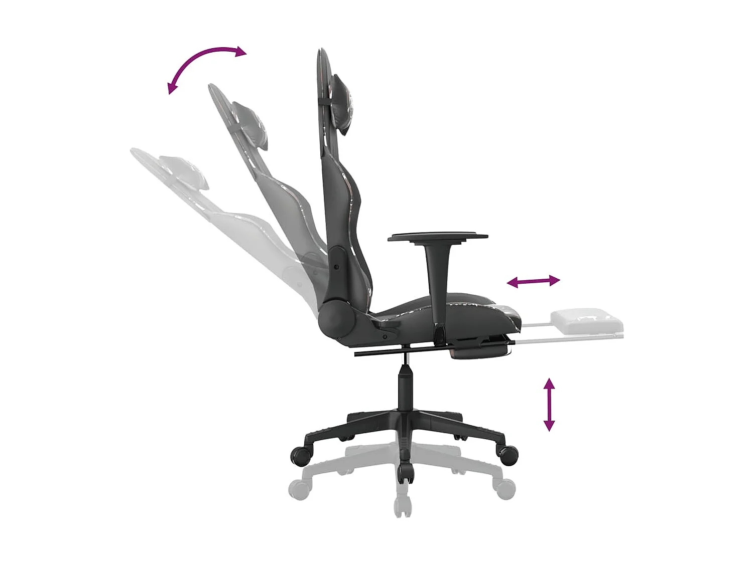 Sedia da gaming con poggiapiedi Similpelle nera e mimetica