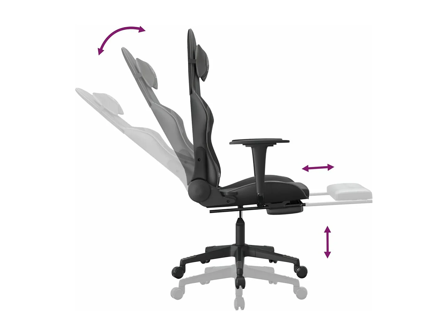 Chaise de jeu de massage et repose-pied Noir et gris Similicuir