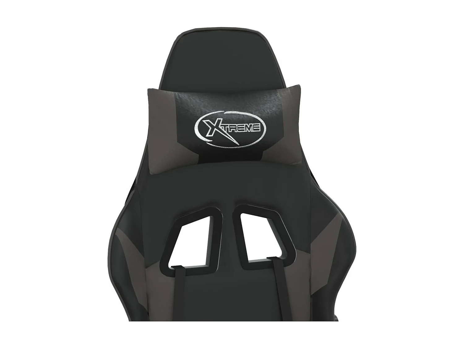 Massage-Gaming-Stuhl und Fußstütze aus schwarzem und grauem Kunstleder