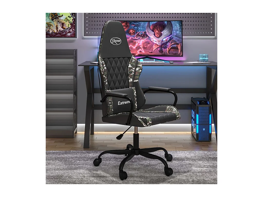 Chaise de jeu Noir et camouflage Similicuir