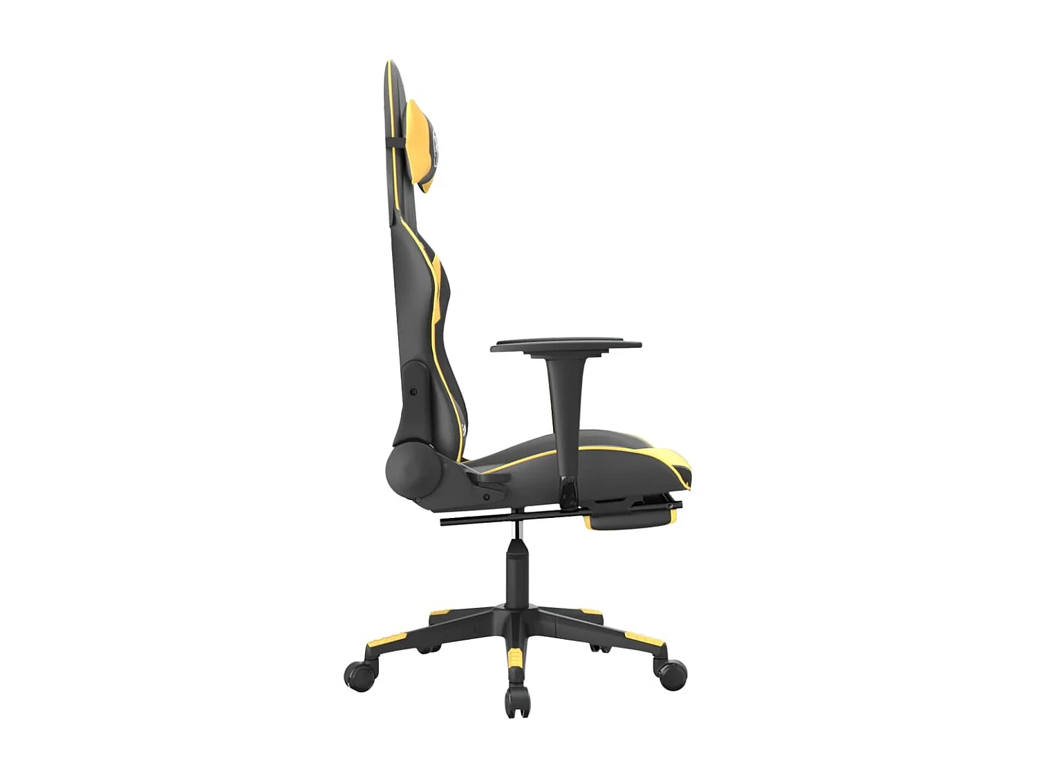 Chaise de jeu avec repose-pied Noir et doré Similicuir