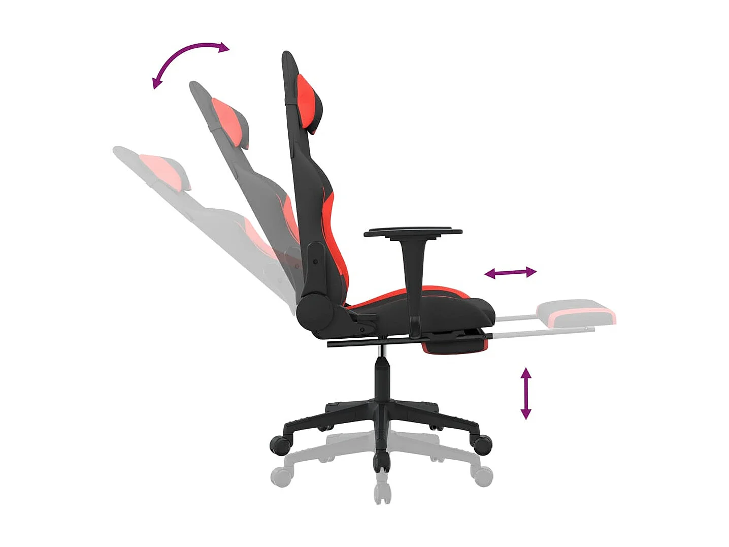 Gaming-Stuhl mit Fußstütze Schwarzer und roter Stoff