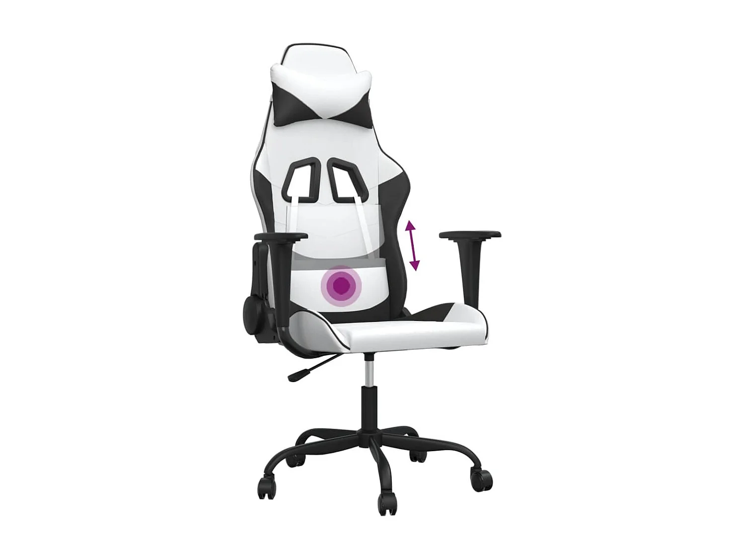 Massage-Gaming-Stuhl. Weißes und schwarzes Kunstleder