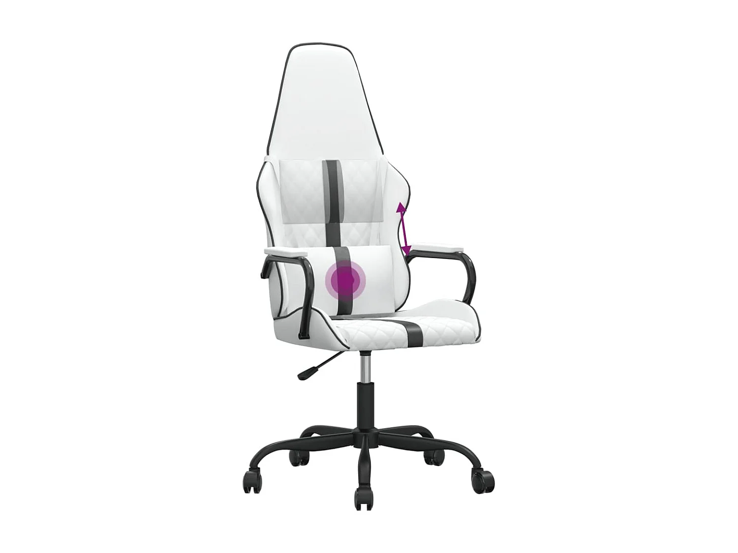 Massage-Gaming-Stuhl aus schwarzem und weißem Kunstleder