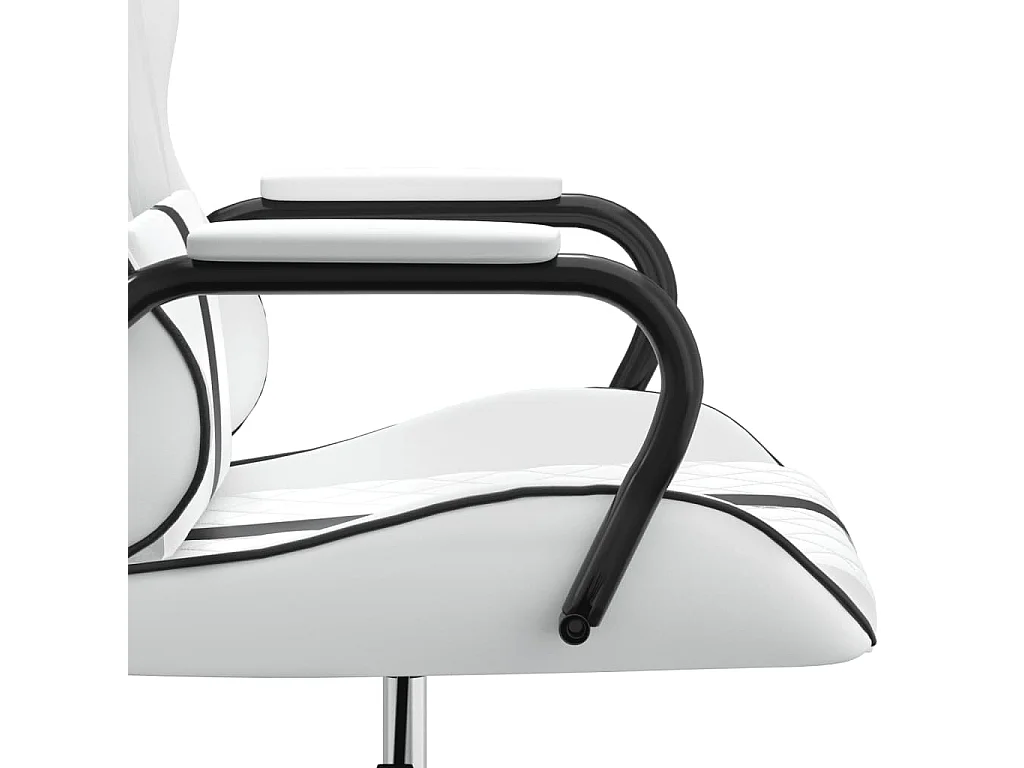 Massage-Gaming-Stuhl aus schwarzem und weißem Kunstleder