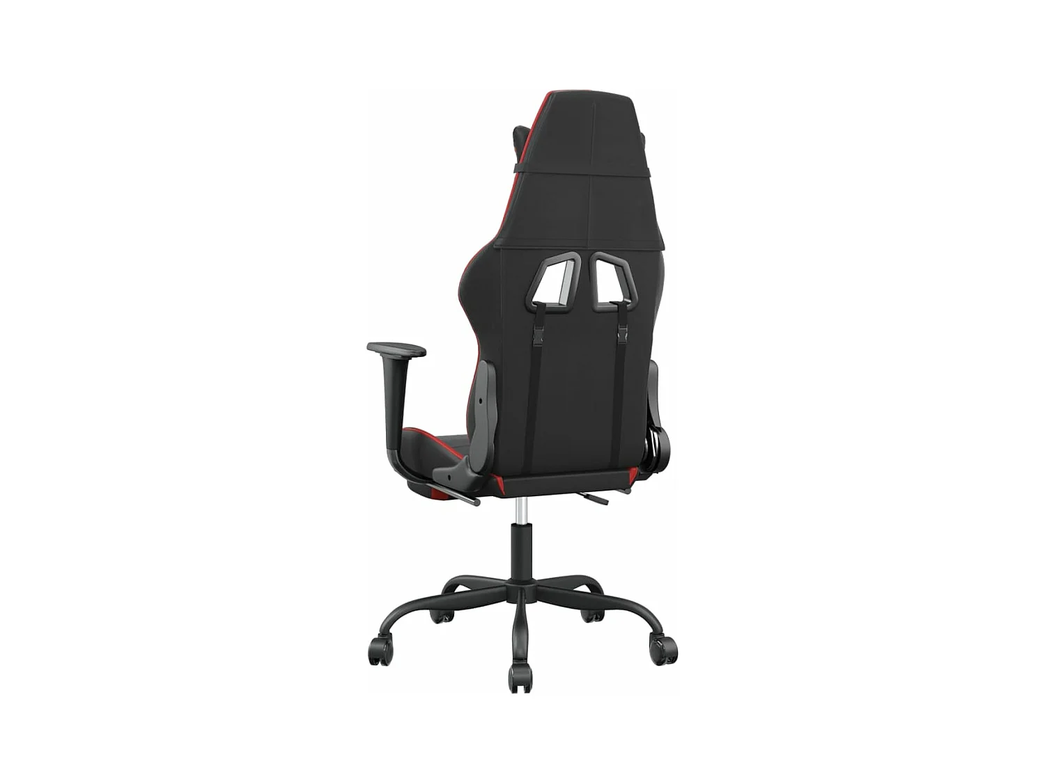 Massage-Gaming-Stuhl mit Fußstütze, Kunstleder in Schwarz und Rot