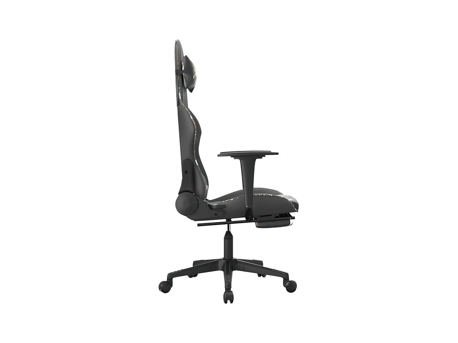 Fußstützen-Massage-Gaming-Stuhl, schwarzes Camouflage-Kunstleder