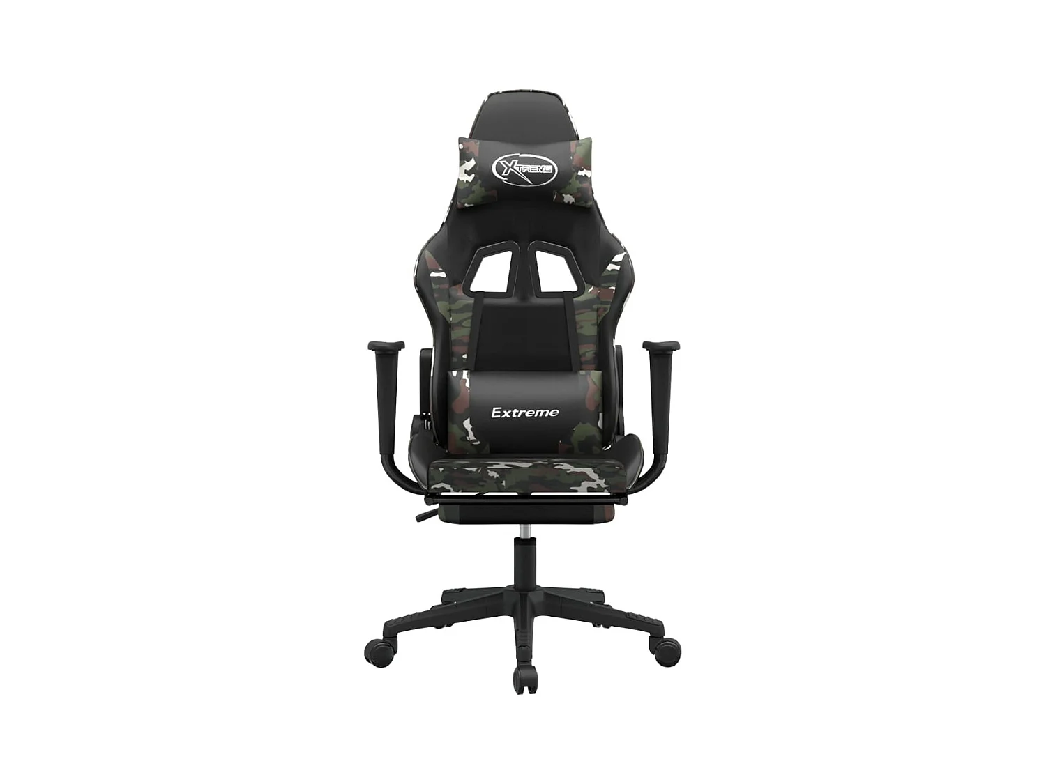 Fußstützen-Massage-Gaming-Stuhl, schwarzes Camouflage-Kunstleder