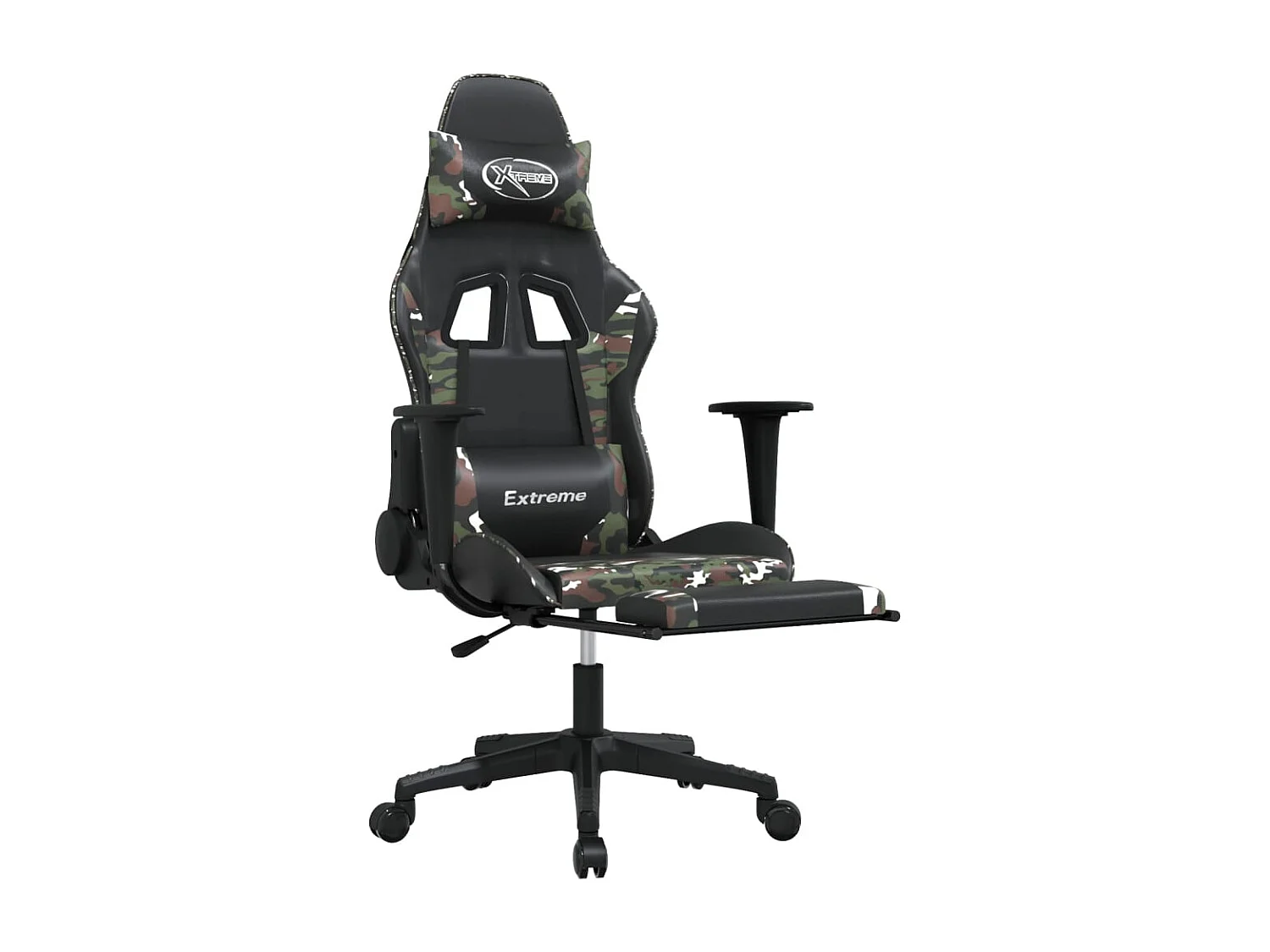 Chaise de jeu de massage repose-pied Noir camouflage Similicuir