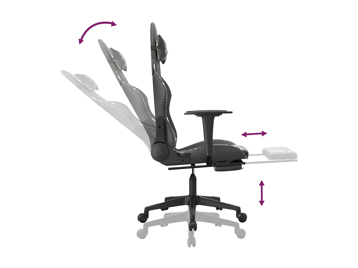 Chaise de jeu de massage repose-pied Noir camouflage Similicuir