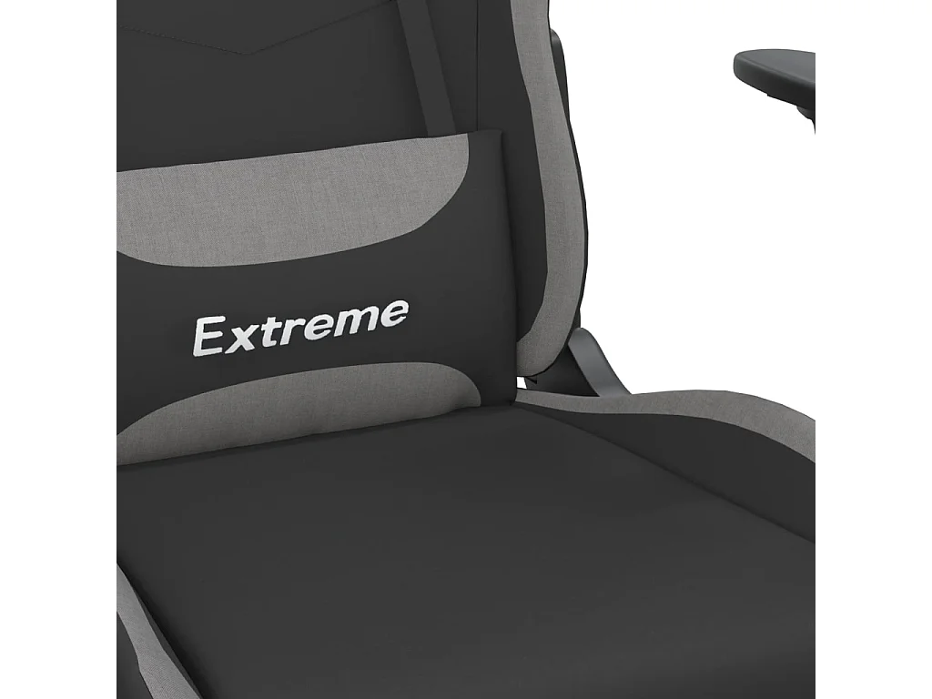 Cadeira gamer com apoio para pés Tecido preto e cinza claro