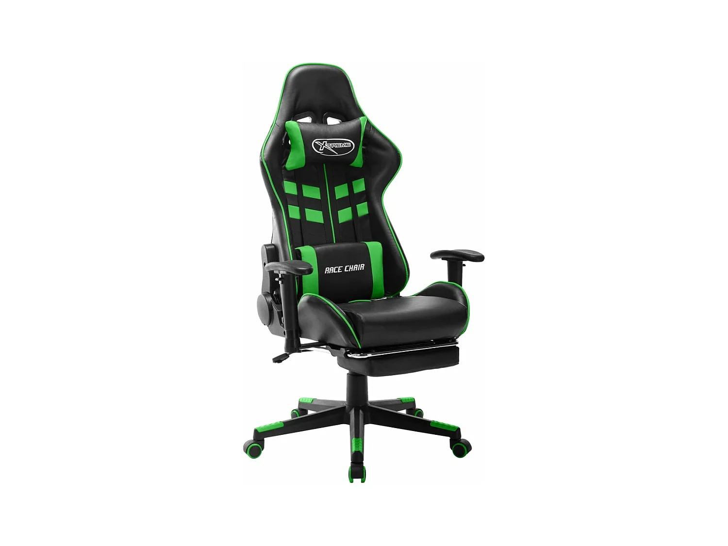 Gaming-Stuhl mit Fußstütze Schwarzes und grünes Kunstleder