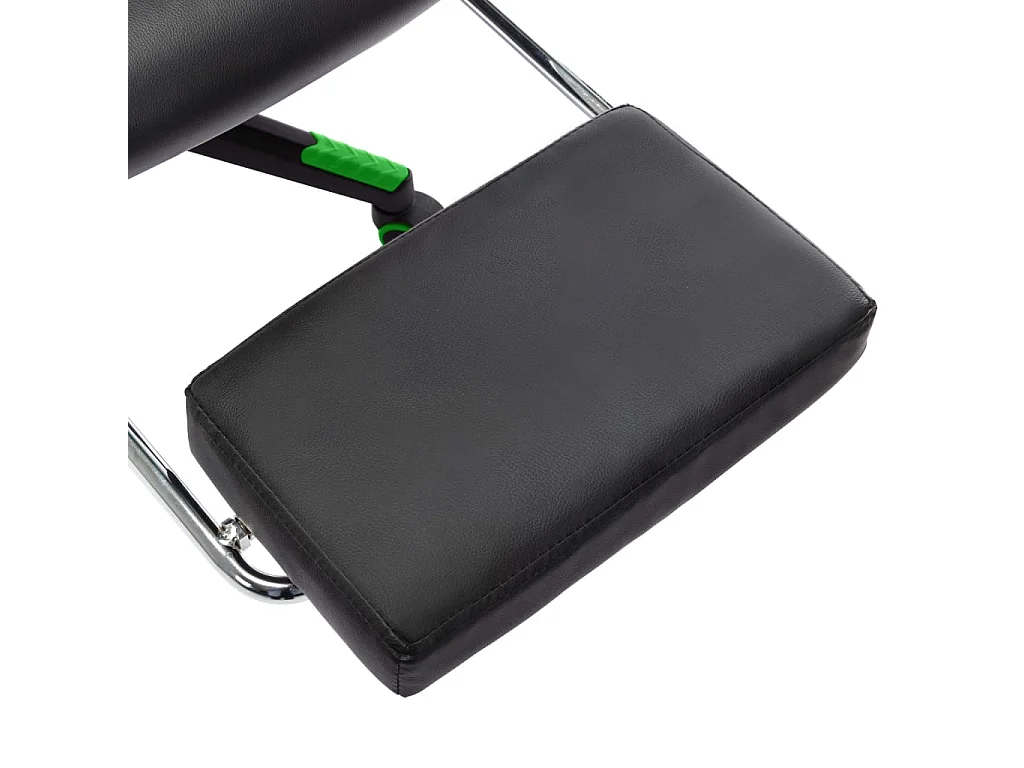 Cadeira gamer com apoio para pés Couro artificial preto e verde