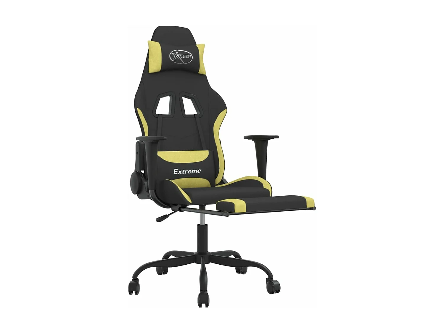 Cadeira gamer com apoio para pés preta e verde claro