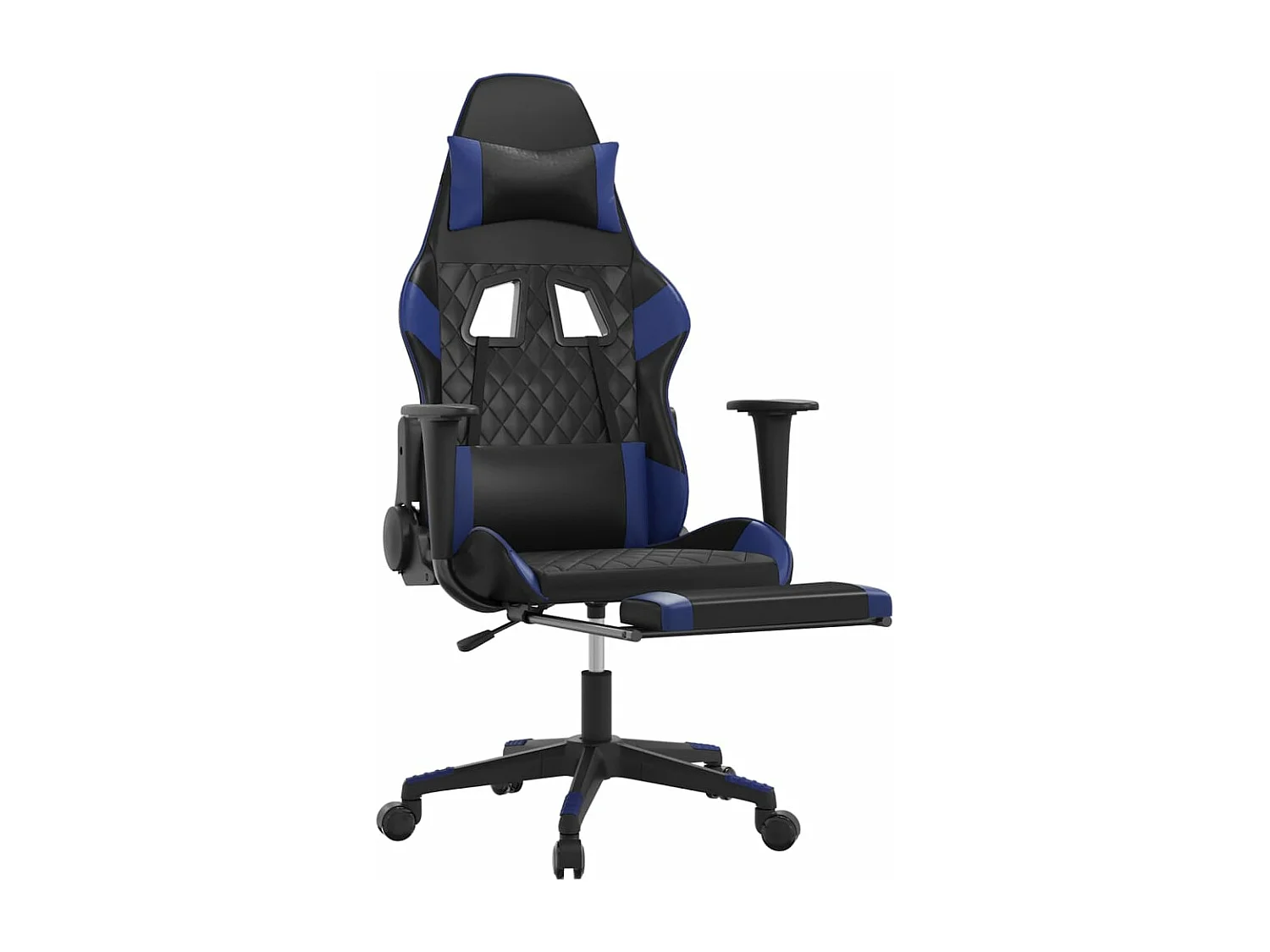 Chaise de jeu de massage et repose-pied Noir et bleu Similicuir