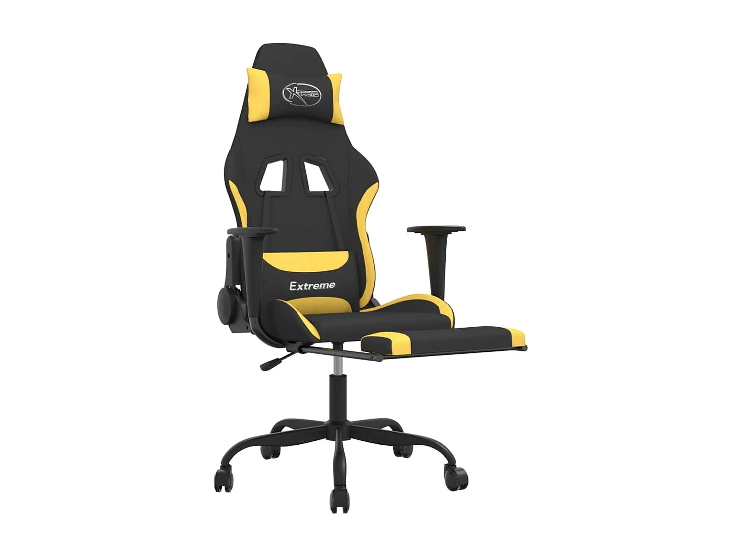 Gaming-Stuhl mit Fußstütze Schwarzer und gelber Stoff