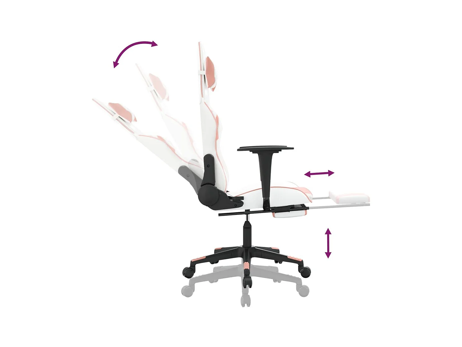 Chaise de jeu de massage avec repose-pied Blanc rose Similicuir