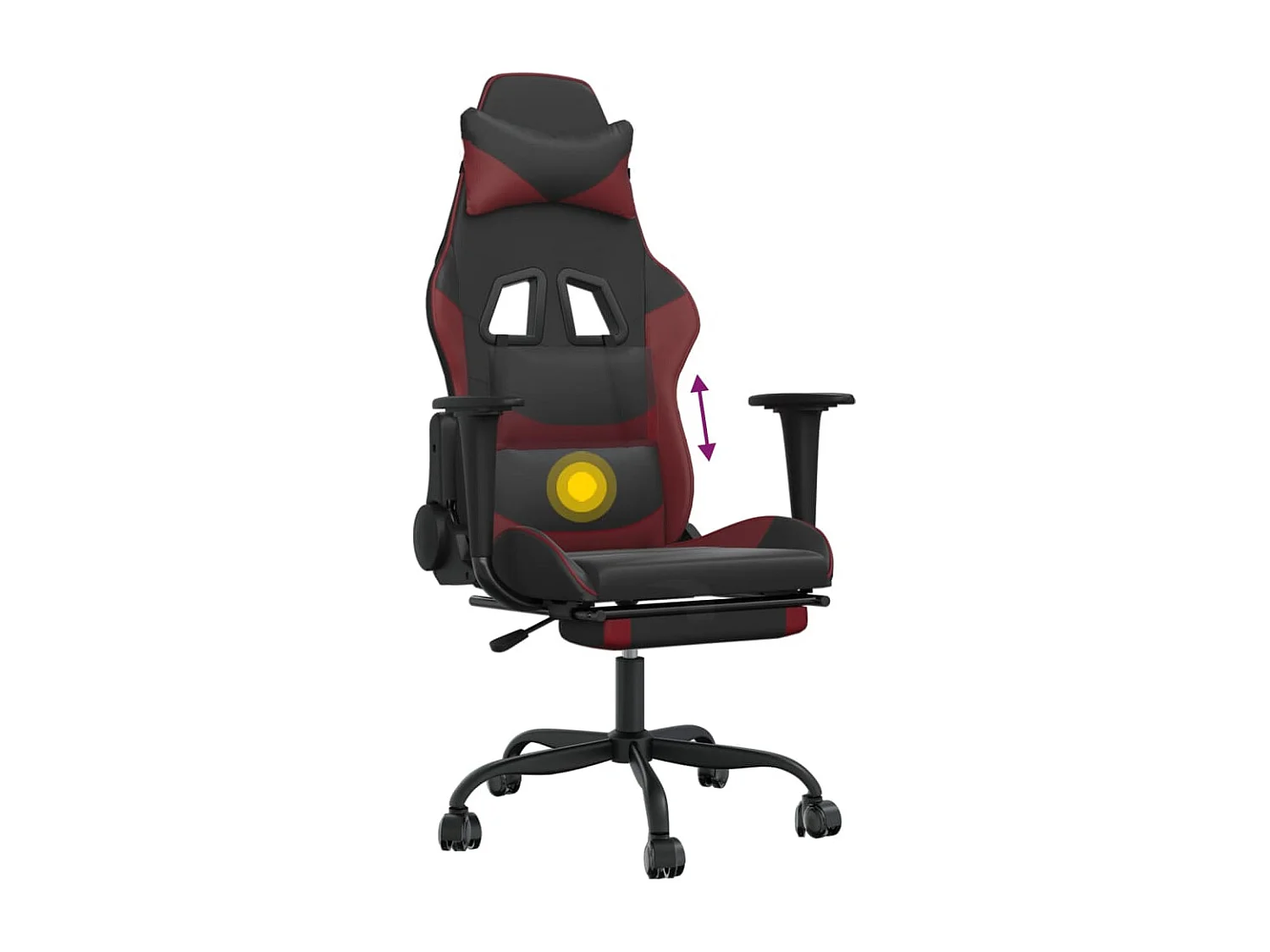 Chaise de jeu de massage repose-pied Noir&Bordeaux Similicuir