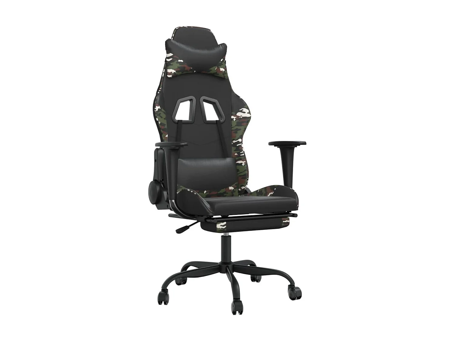 Chaise de jeu avec repose-pied Noir et camouflage Similicuir