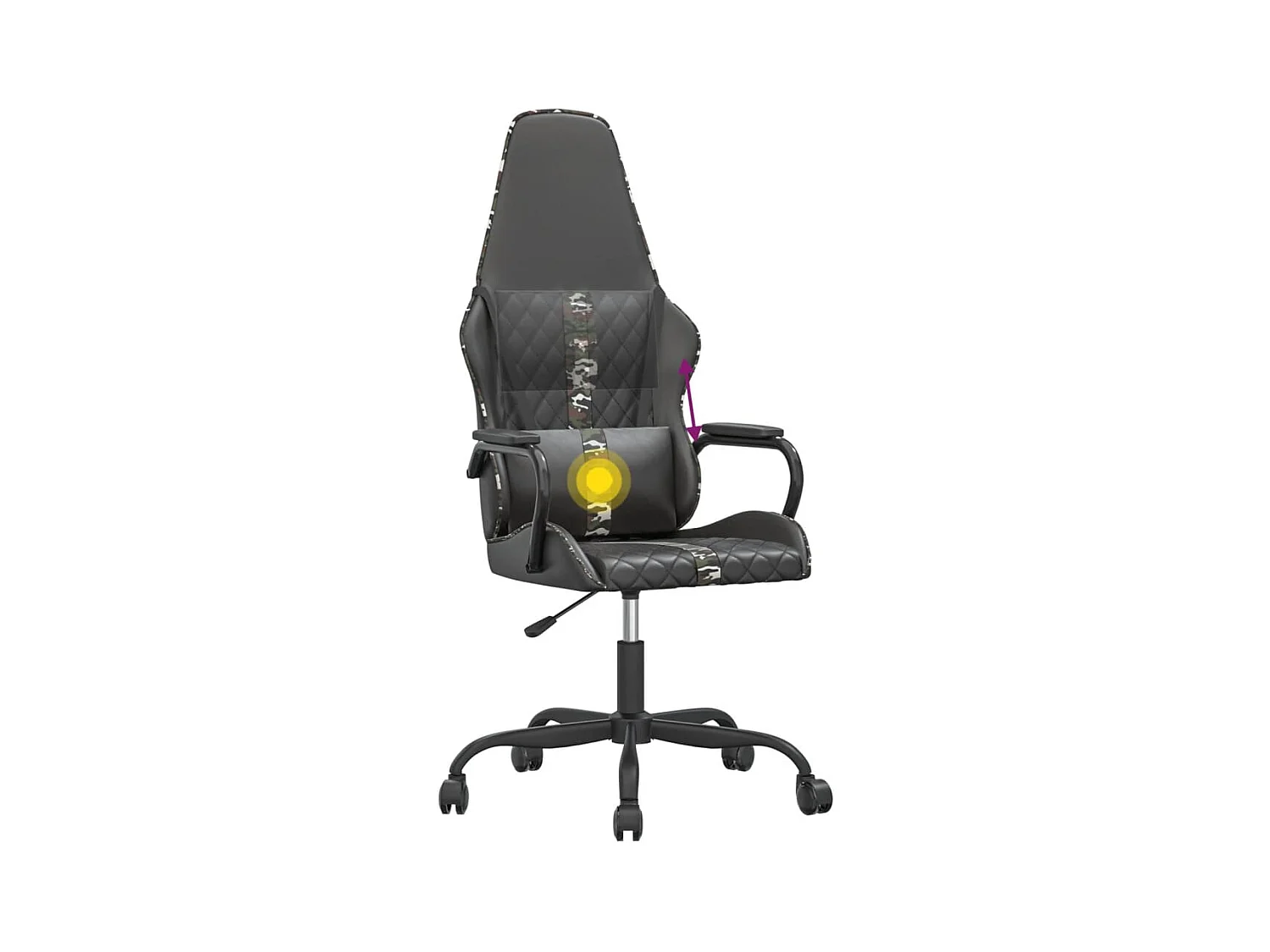 Chaise de jeu de massage camouflage et noir similicuir