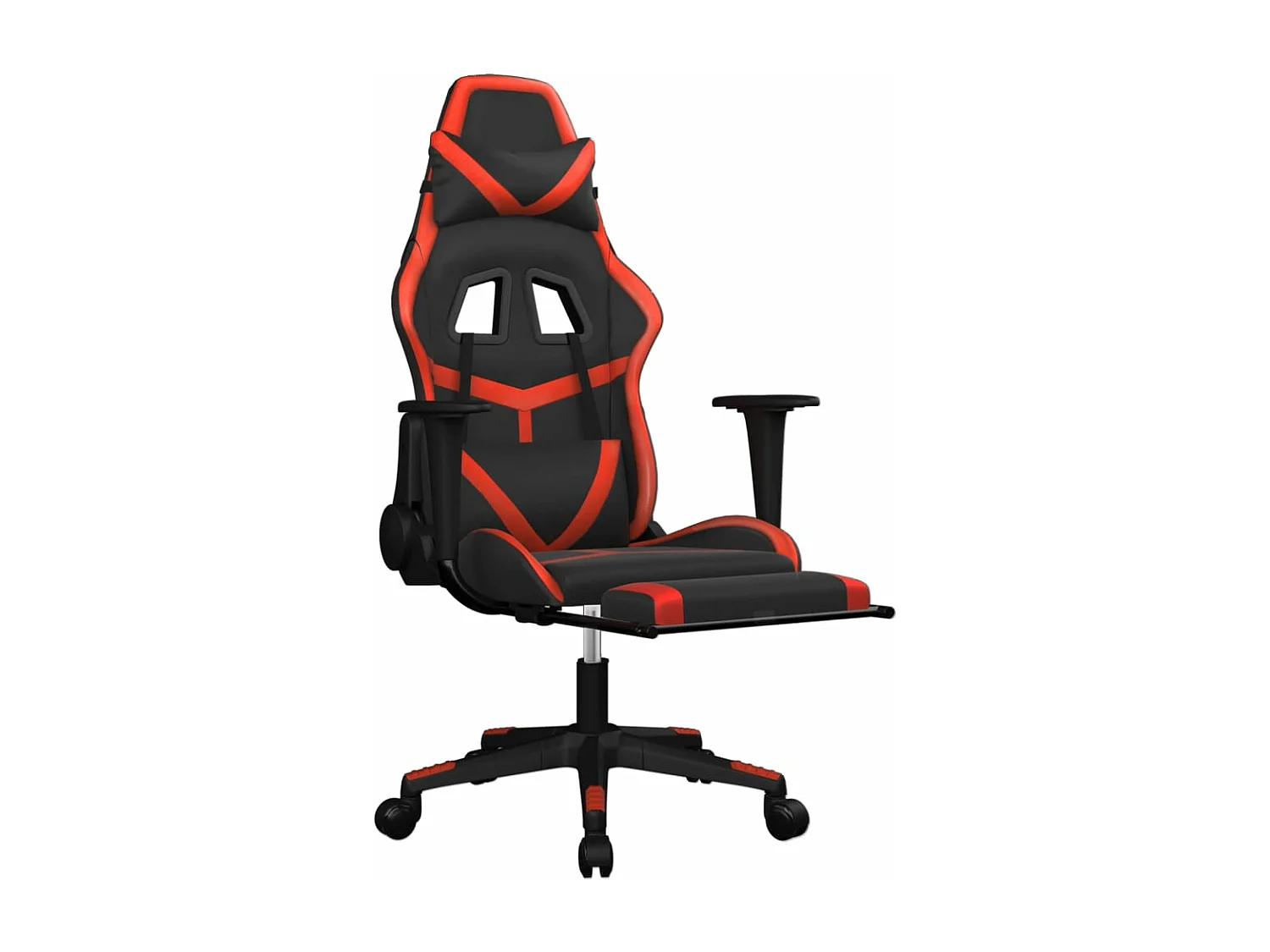 Chaise de jeu de massage avec repose-pied Noir&Rouge Similicuir