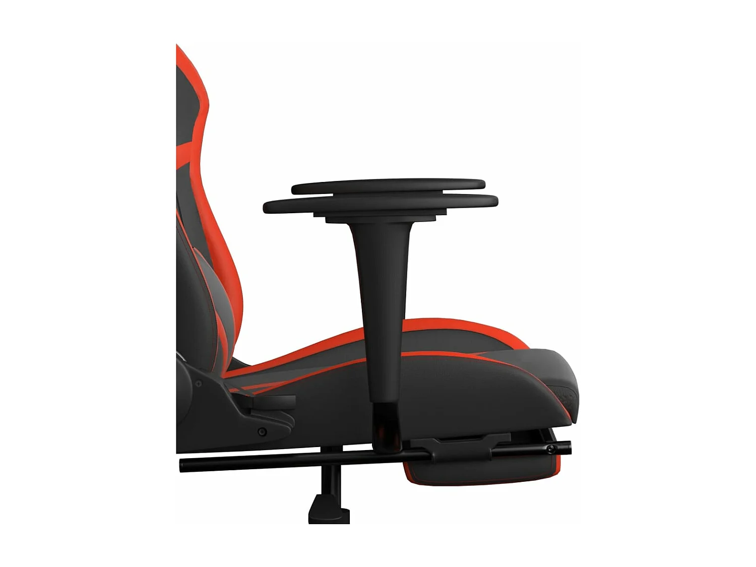 Cadeira de massagem para jogos com apoio para os pés em couro sintético preto e vermelho
