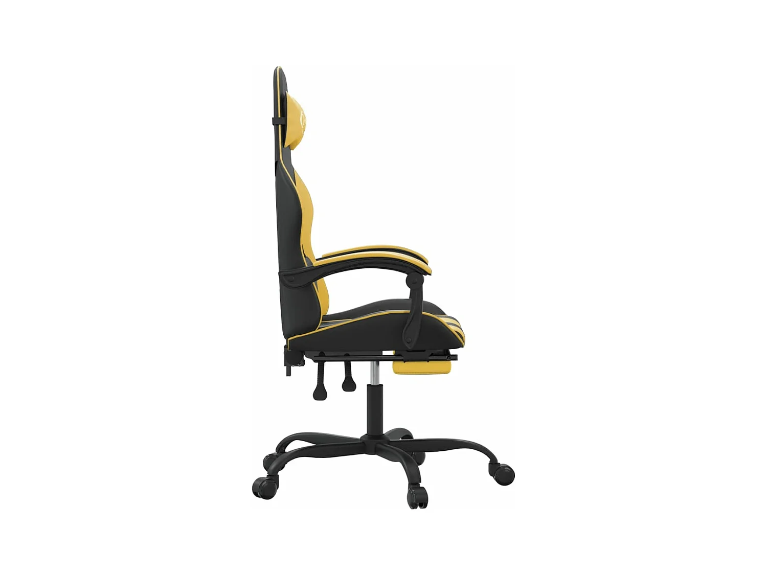 Chaise de jeu pivotante et repose-pied Noir et doré Similicuir