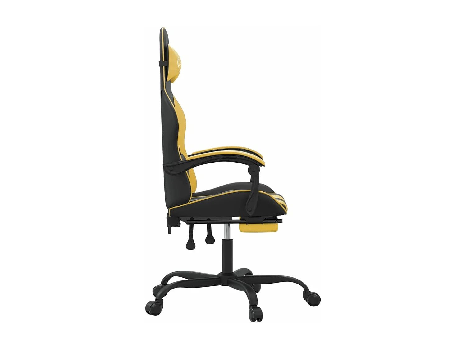 Chaise de jeu pivotante et repose-pied Noir et doré Similicuir