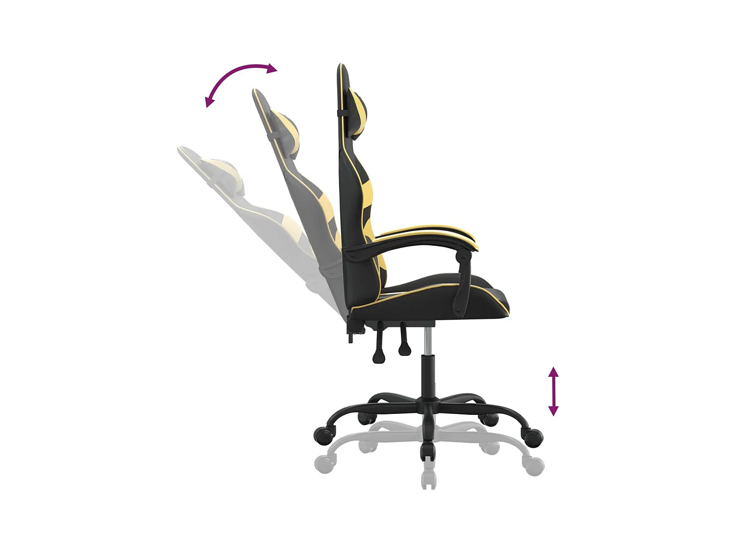 Chaise de jeu pivotante Noir et doré Similicuir