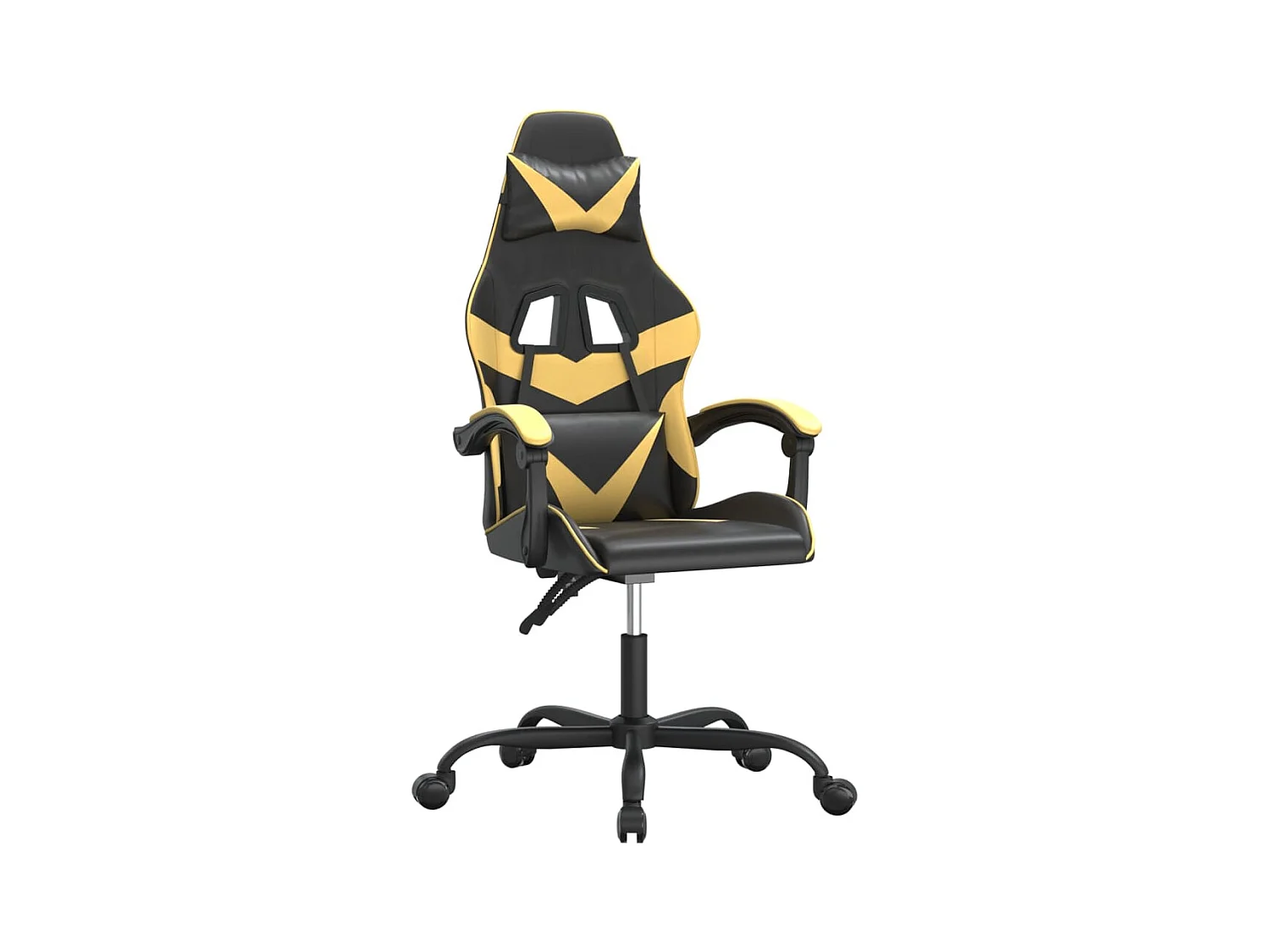 Chaise de jeu pivotante Noir et doré Similicuir