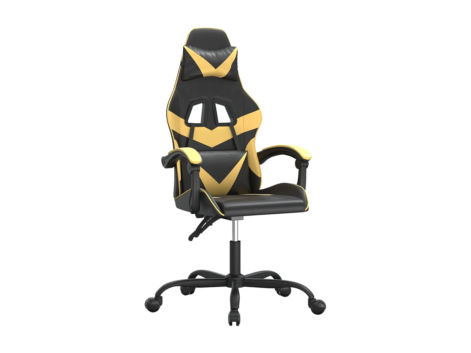 Chaise de jeu pivotante Noir et doré Similicuir