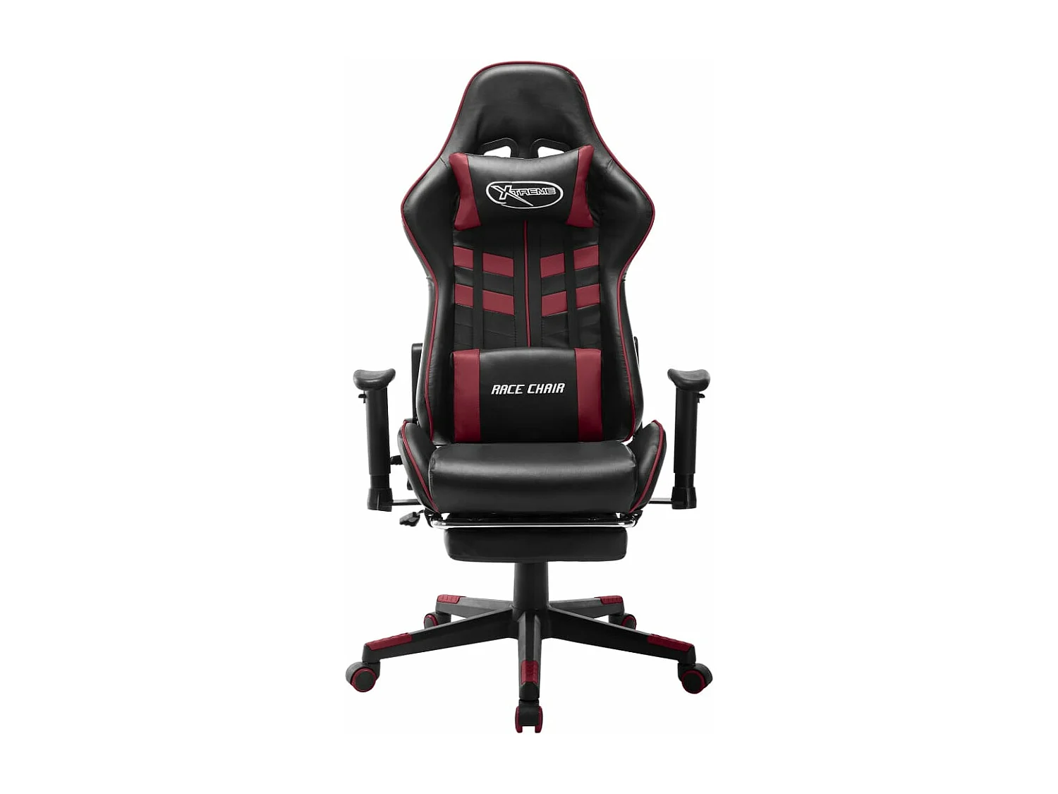 Chaise de jeu avec repose-pied Noir et bordeaux Cuir artificiel