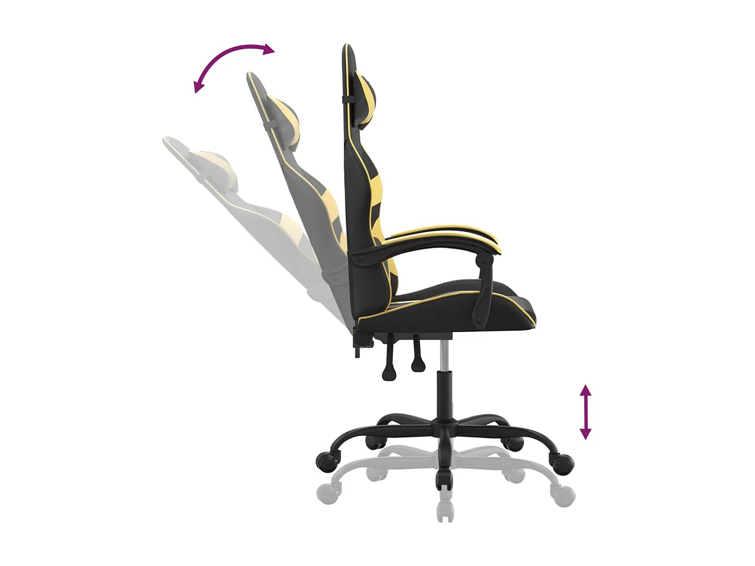 Gaming-Stuhl Schwarz-goldenes Kunstleder