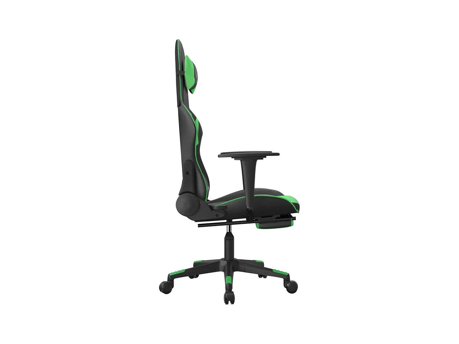 Chaise de jeu avec repose-pied Noir et vert Similicuir