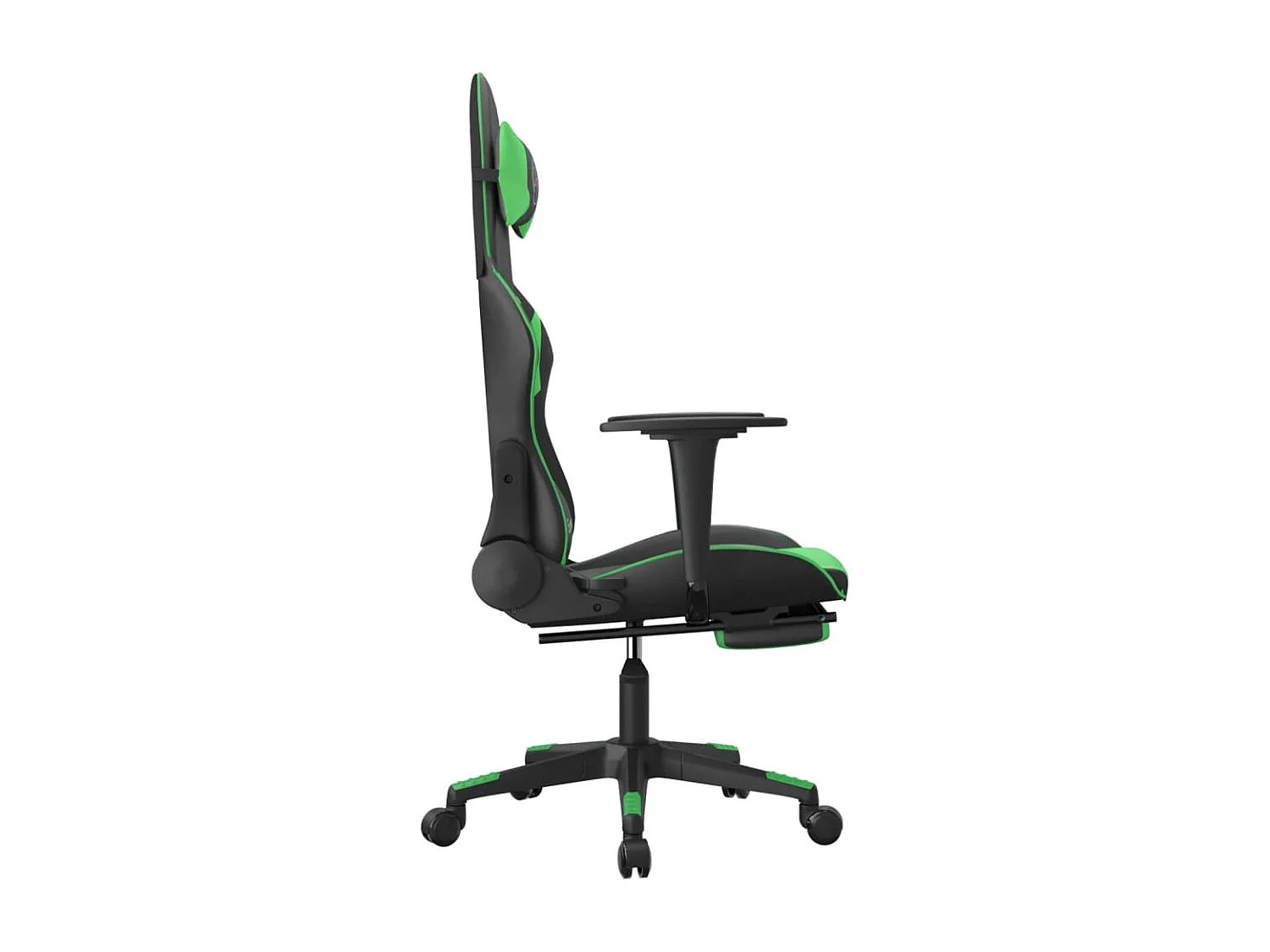 Chaise de jeu avec repose-pied Noir et vert Similicuir