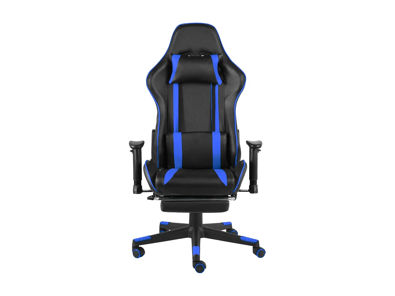Sedia da gaming girevole con poggiapiedi PVC Blu