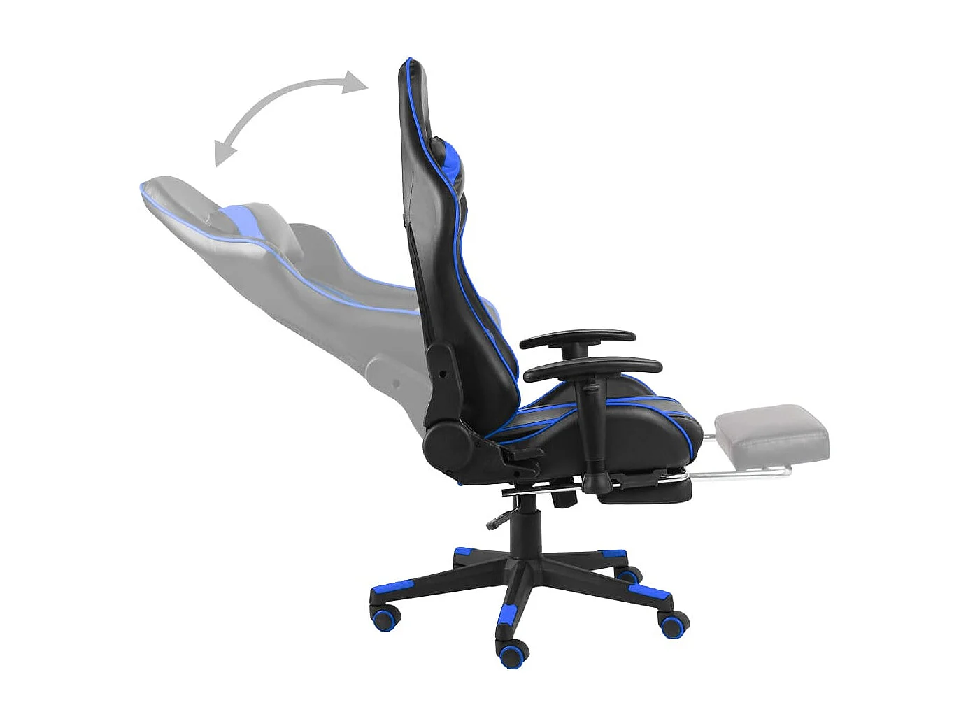 Sedia da gaming girevole con poggiapiedi PVC Blu