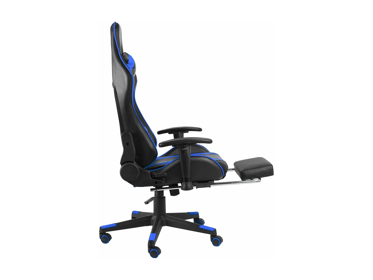 Sedia da gaming girevole con poggiapiedi PVC Blu