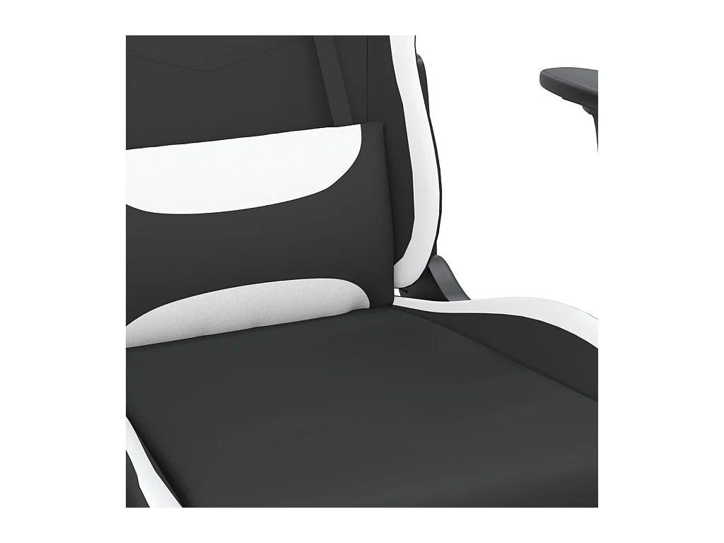 Massage-Gaming-Stuhl mit Fußstütze aus schwarzem und weißem Stoff