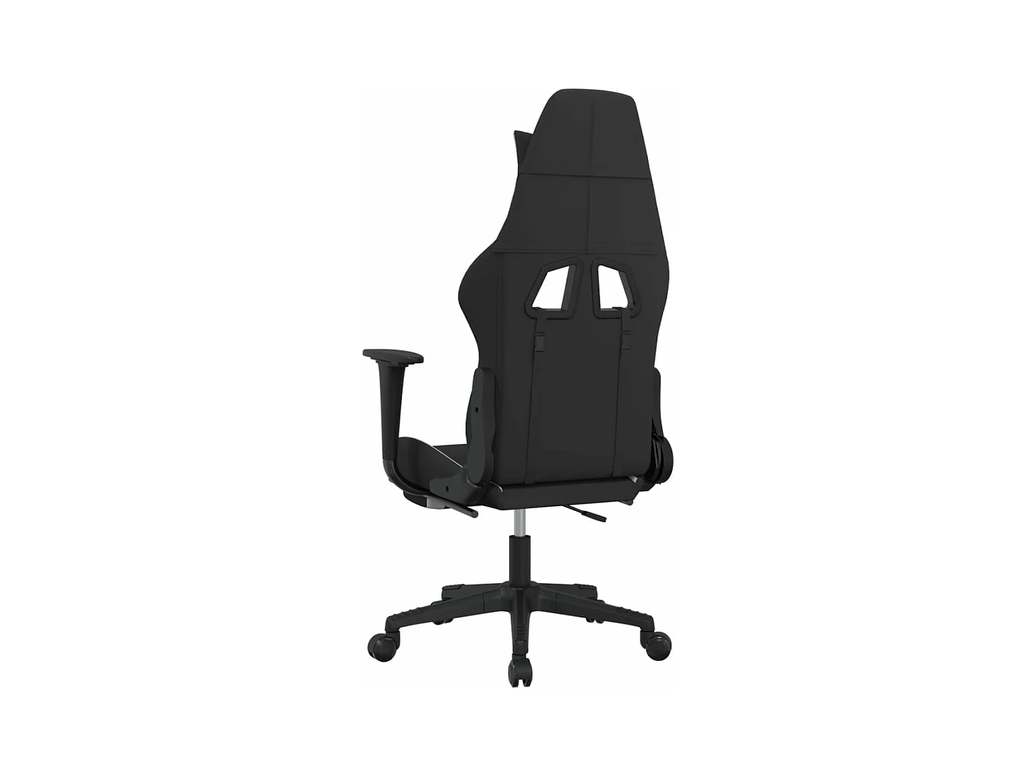 Massage-Gaming-Stuhl mit Fußstütze aus schwarzem und weißem Stoff