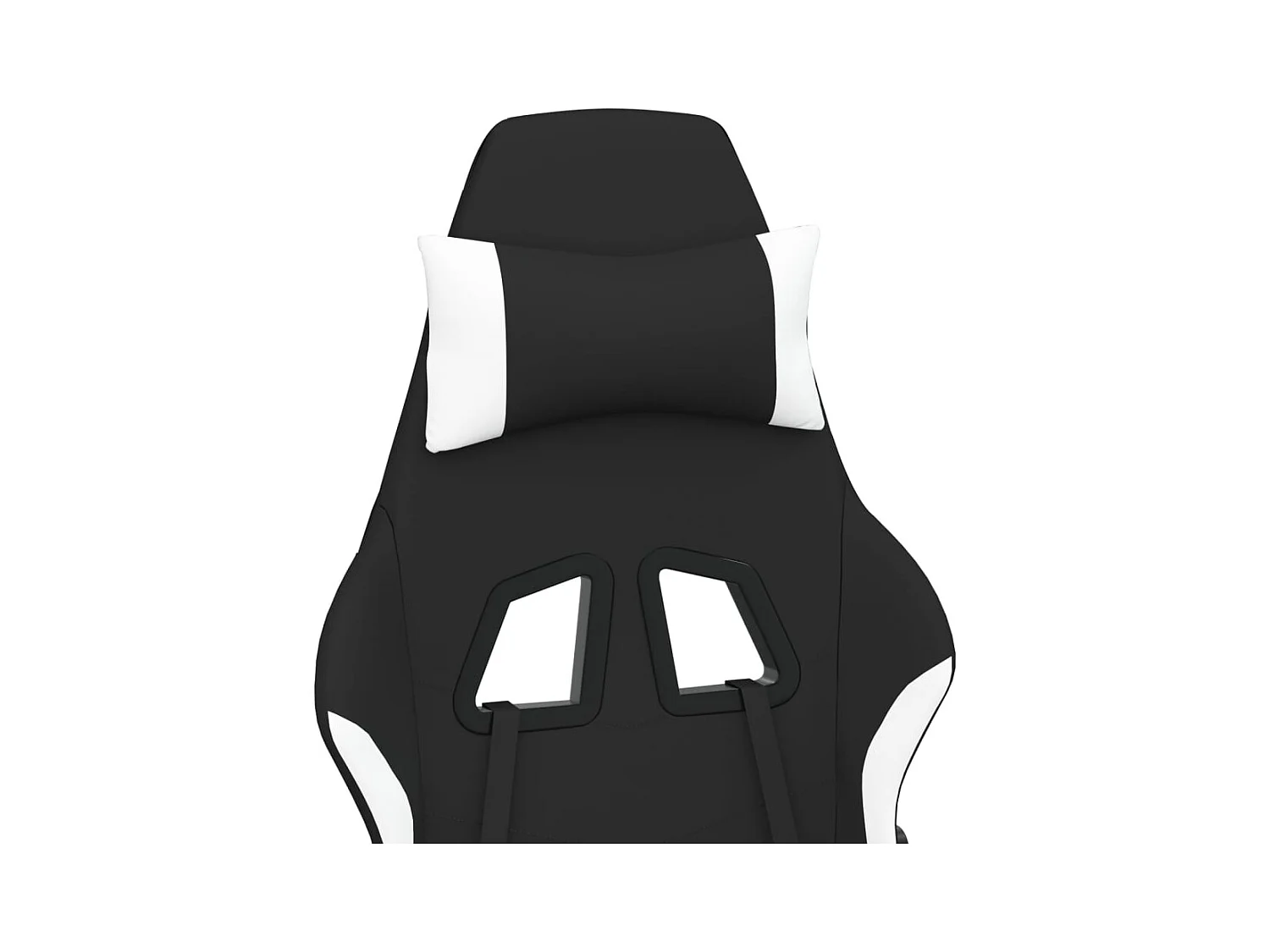Massage-Gaming-Stuhl mit Fußstütze aus schwarzem und weißem Stoff