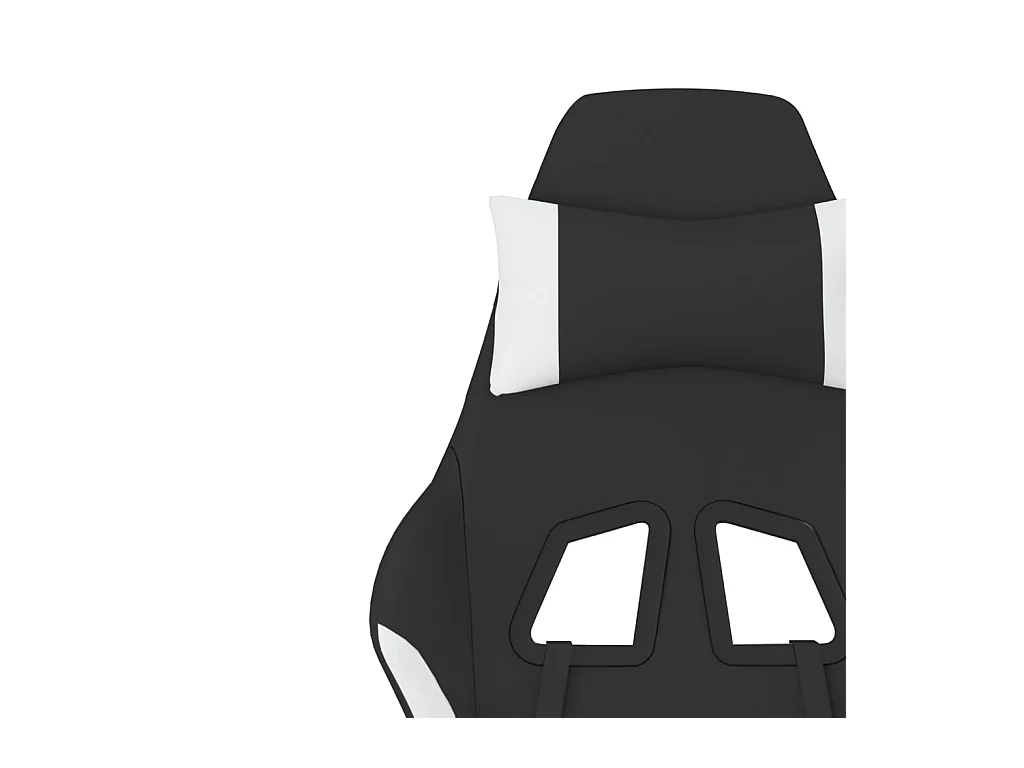 Massage-Gaming-Stuhl mit Fußstütze aus schwarzem und weißem Stoff