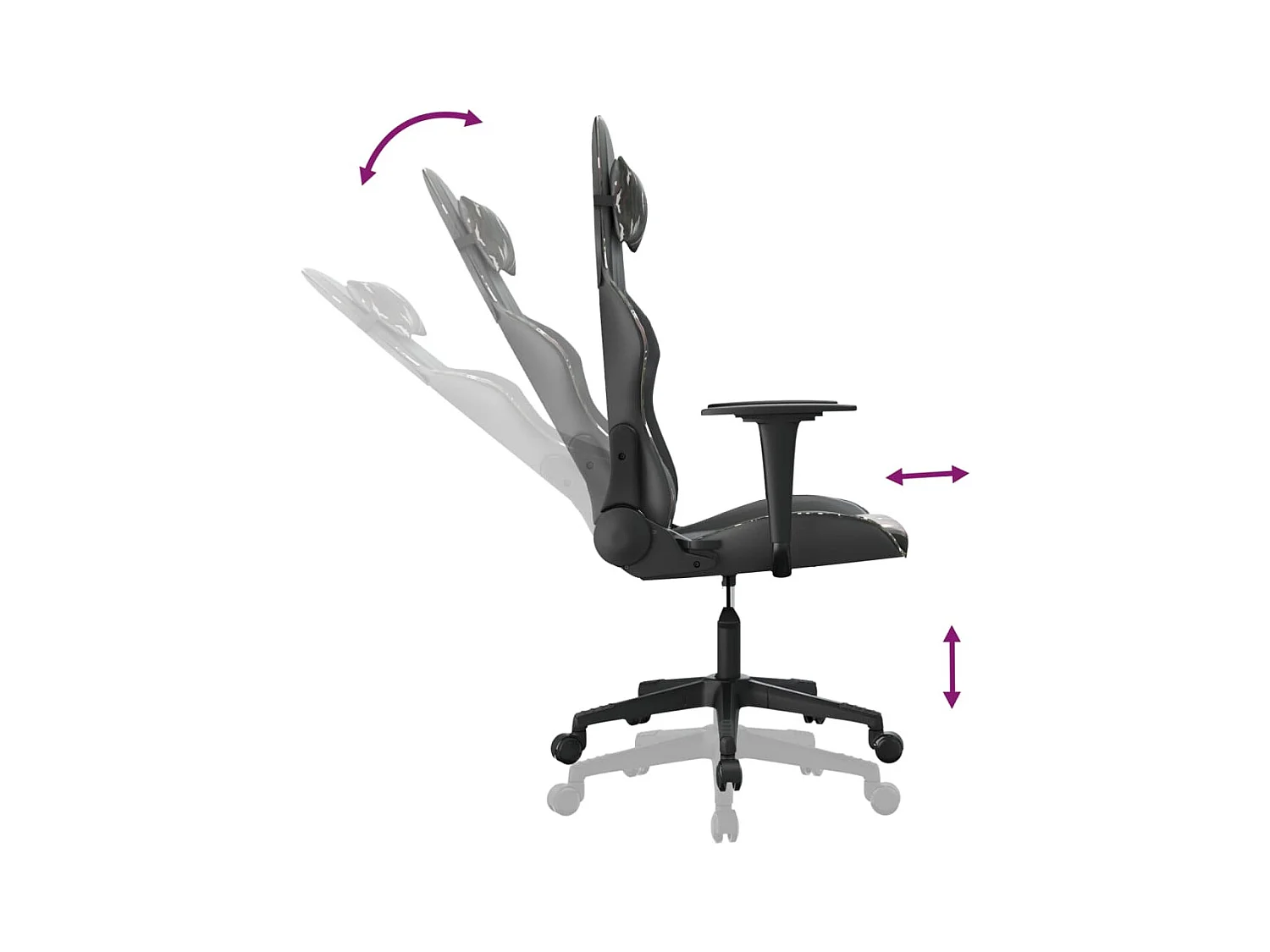 Chaise de jeu Noir et camouflage Similicuir