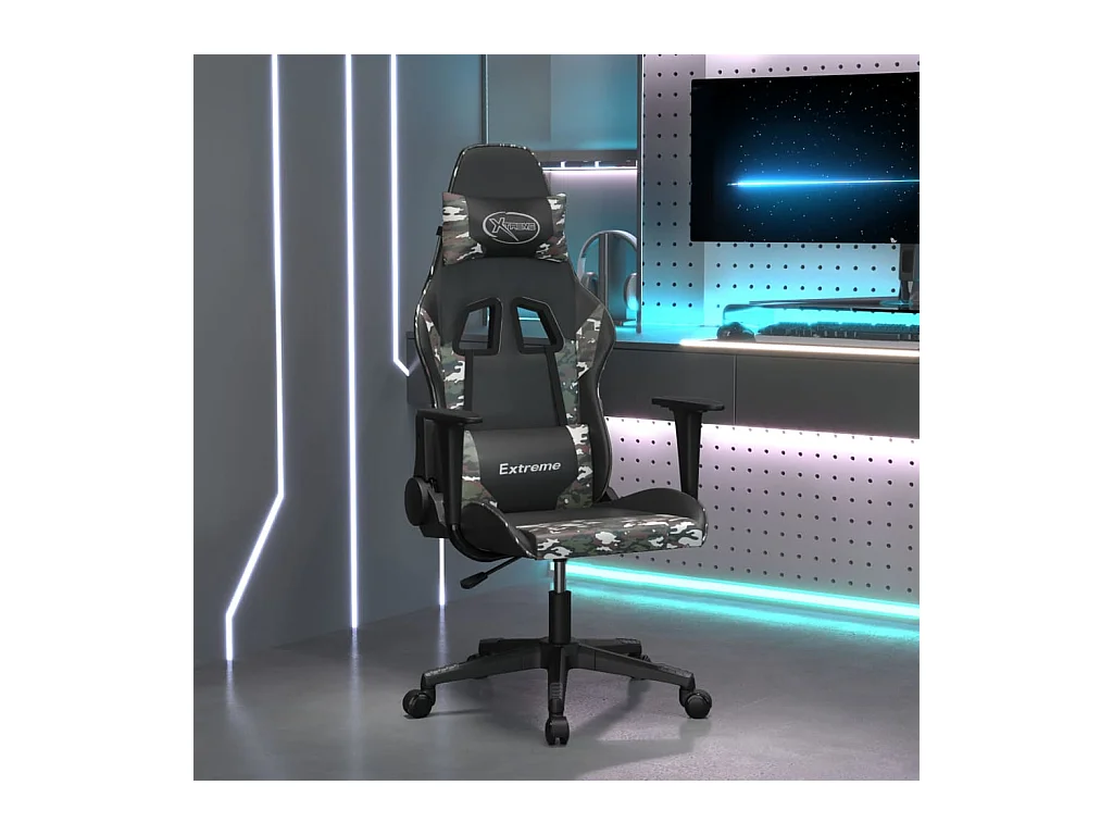 Chaise de jeu Noir et camouflage Similicuir