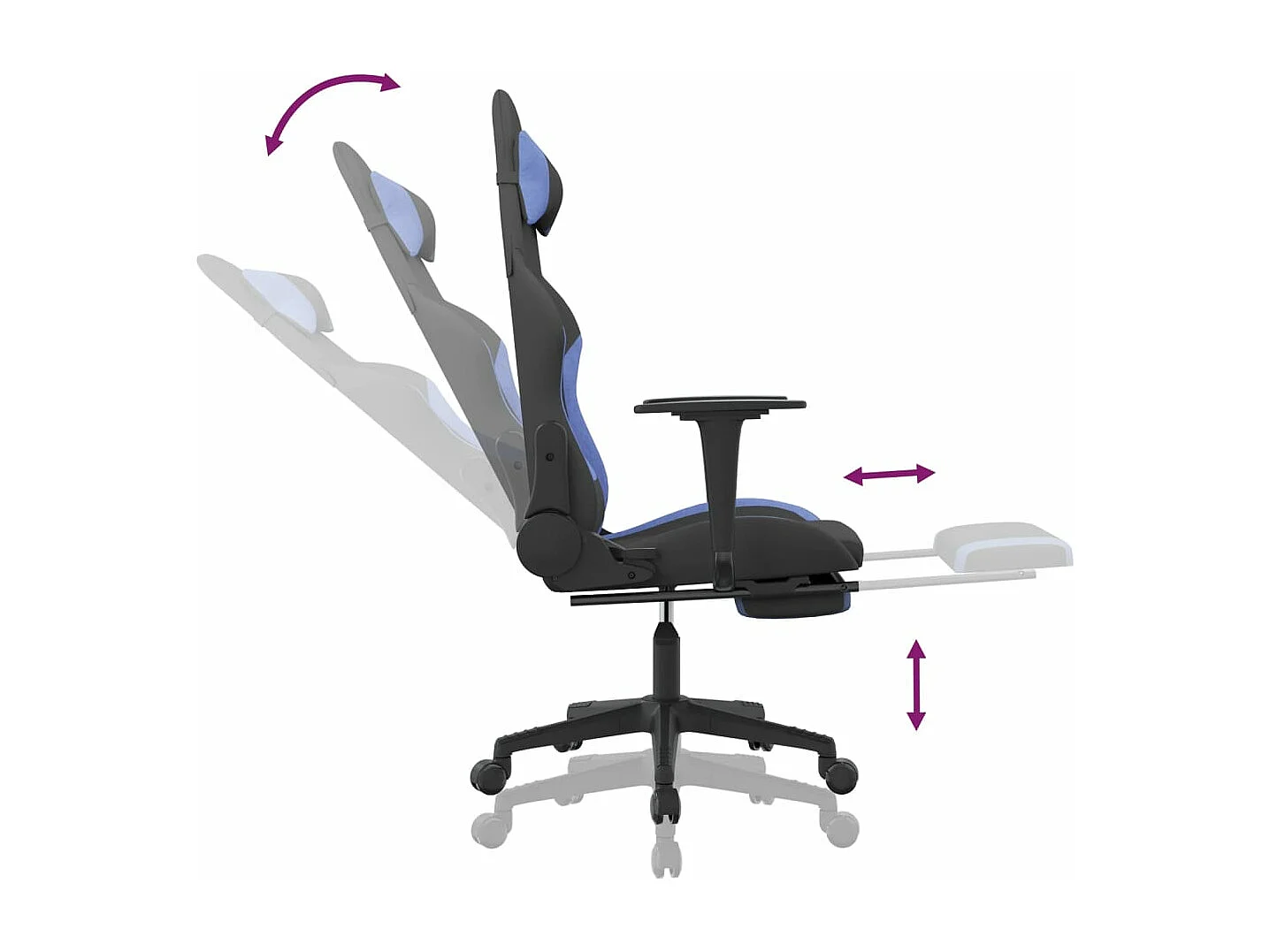 Gaming-Stuhl mit Fußstütze Schwarzer und blauer Stoff