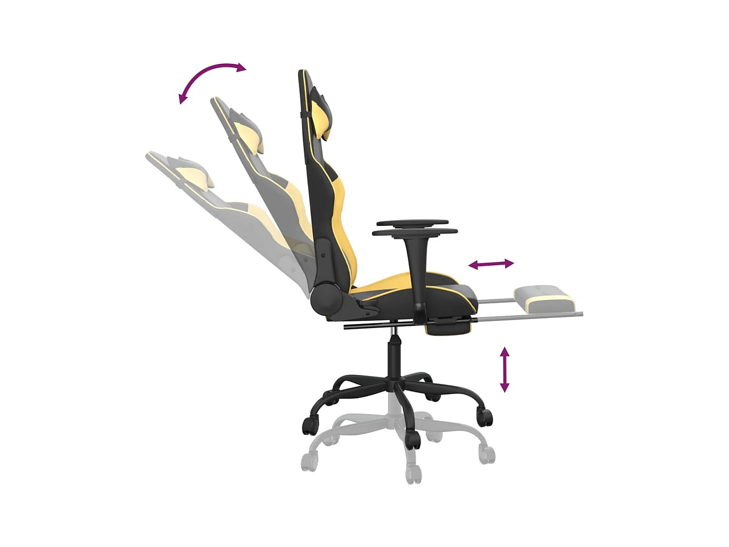 Chaise de jeu avec repose-pied Noir et doré Similicuir