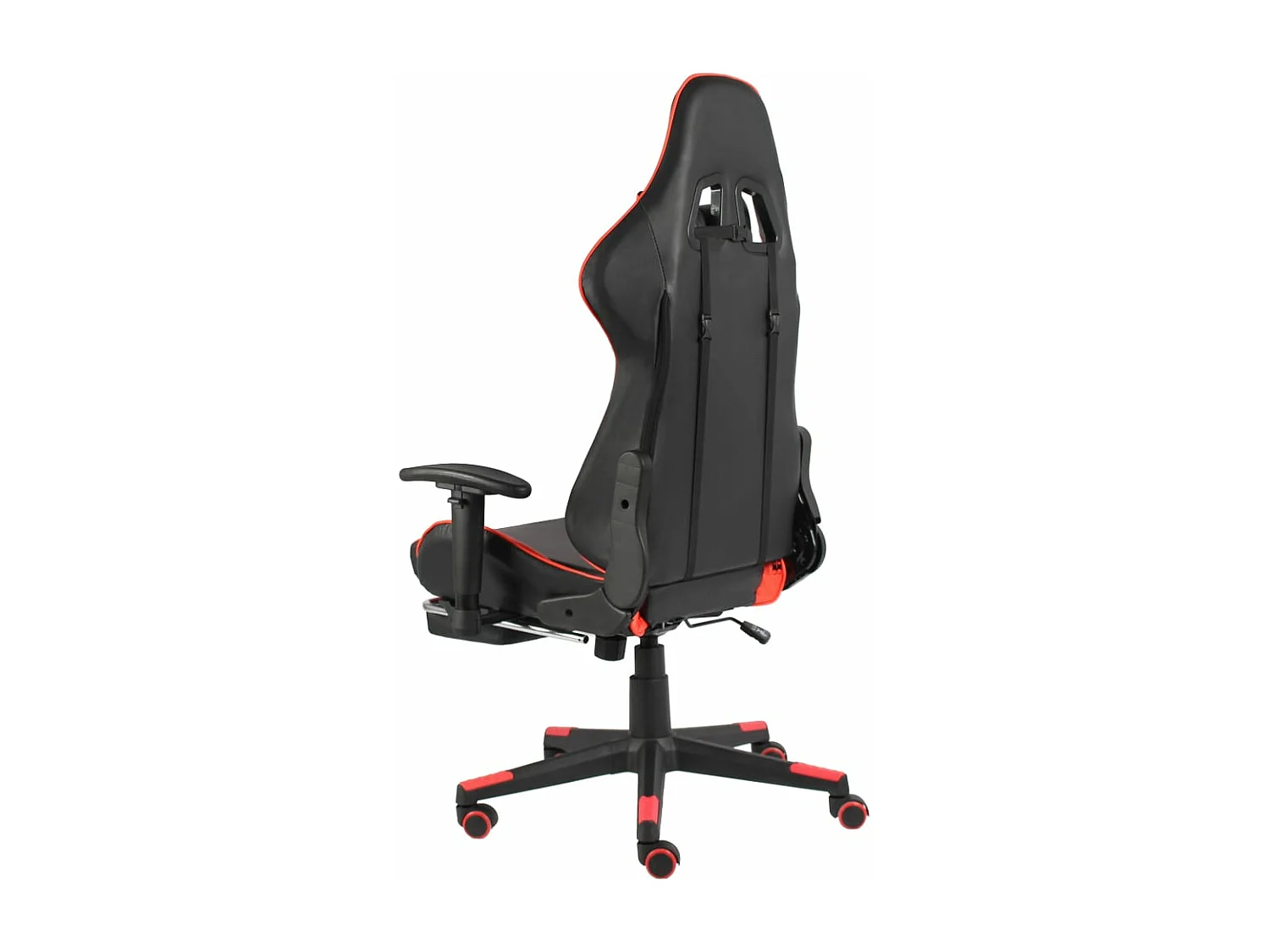Drehbarer Gaming-Stuhl mit Fußstütze aus rotem PVC