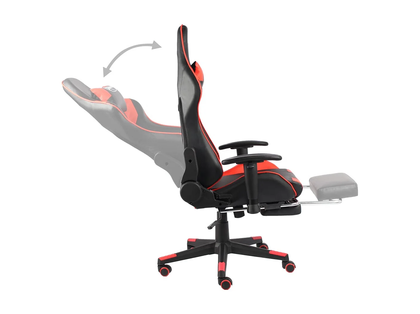 Drehbarer Gaming-Stuhl mit Fußstütze aus rotem PVC