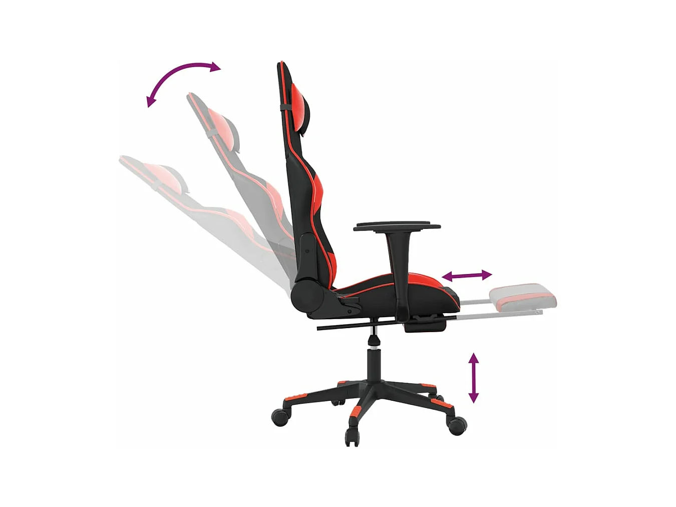 Chaise de jeu de massage avec repose-pied Noir&Rouge Similicuir