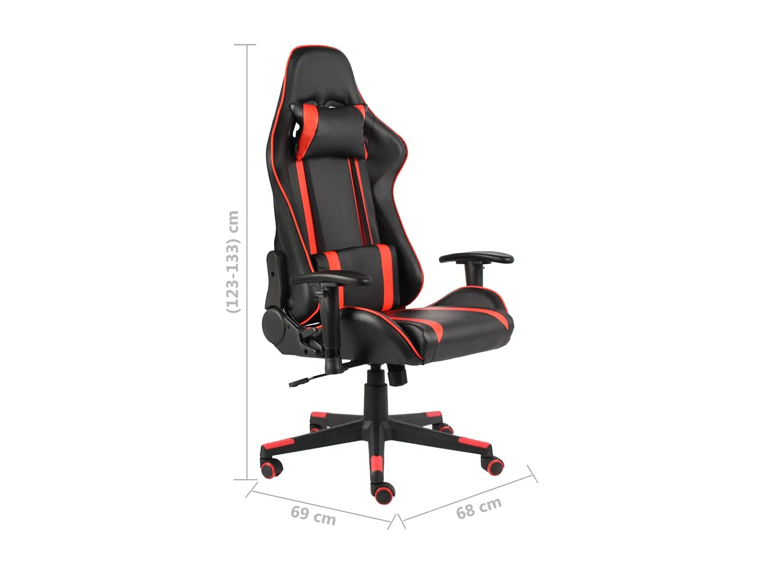 Silla gaming giratoria PVC rojo